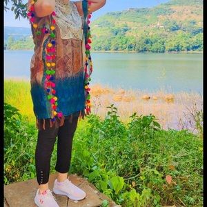 Trending kaftan tunic with pompom